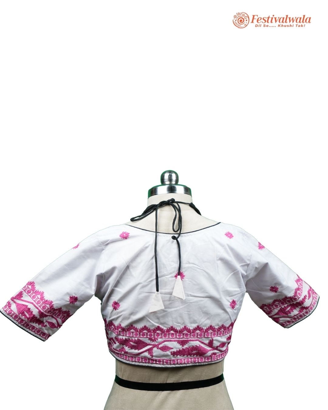 Handmade Ethnic Masaba Cut Jamdani White, Black and Purple Color Blouse Design For Sarees by Festivalwala