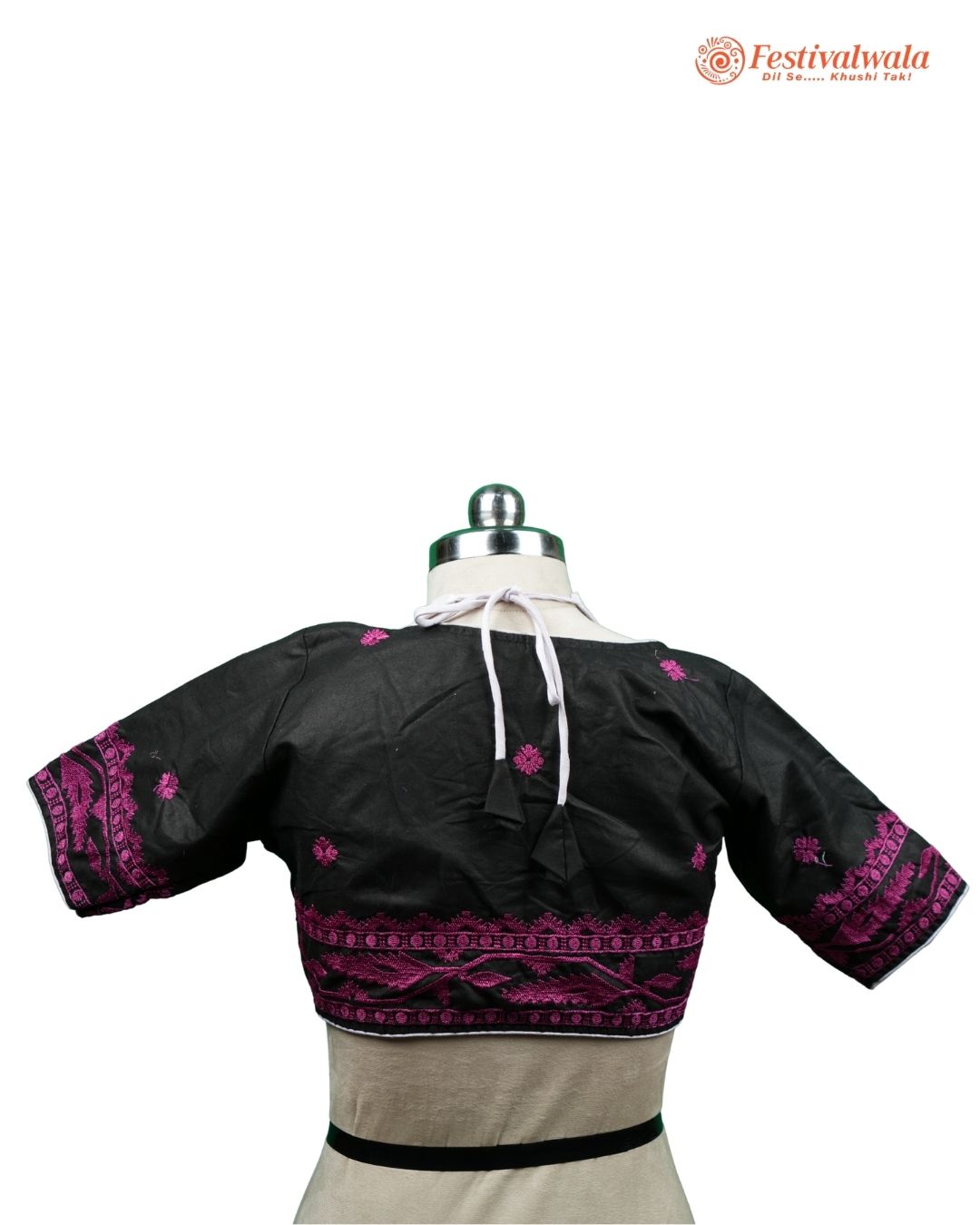 Handmade Ethnic Masaba Cut Jamdani Black, White and Purple Color Blouse Design For Sarees by Festivalwala
