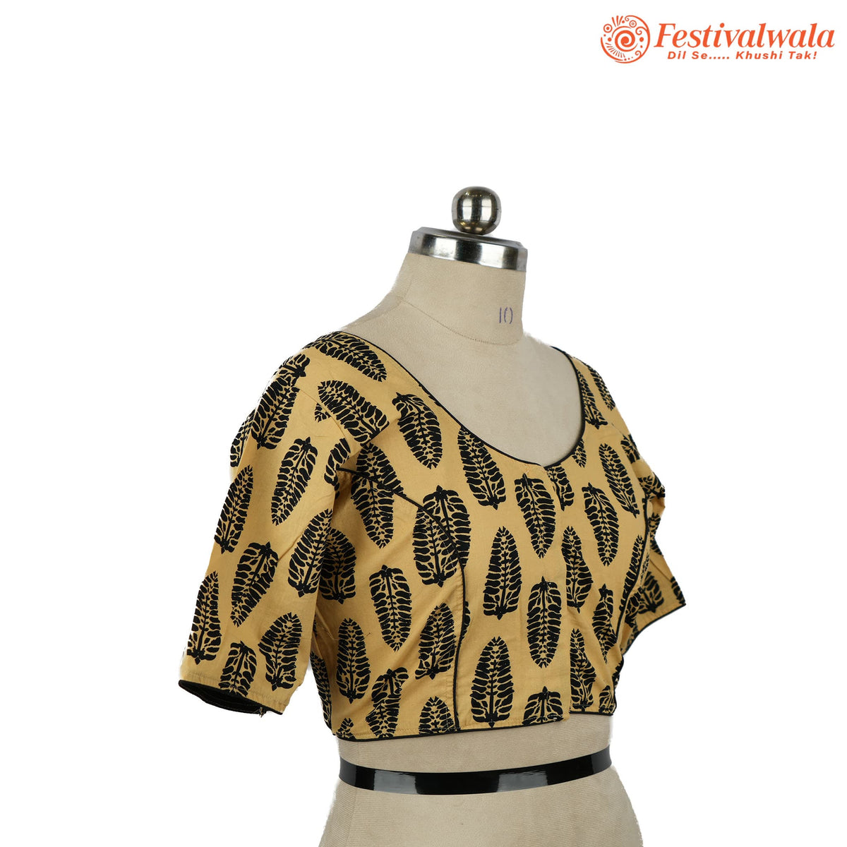 Handmade Ethnic Ajrakh Print Cream and Black Color Blouse Design For Sarees by Festivalwala