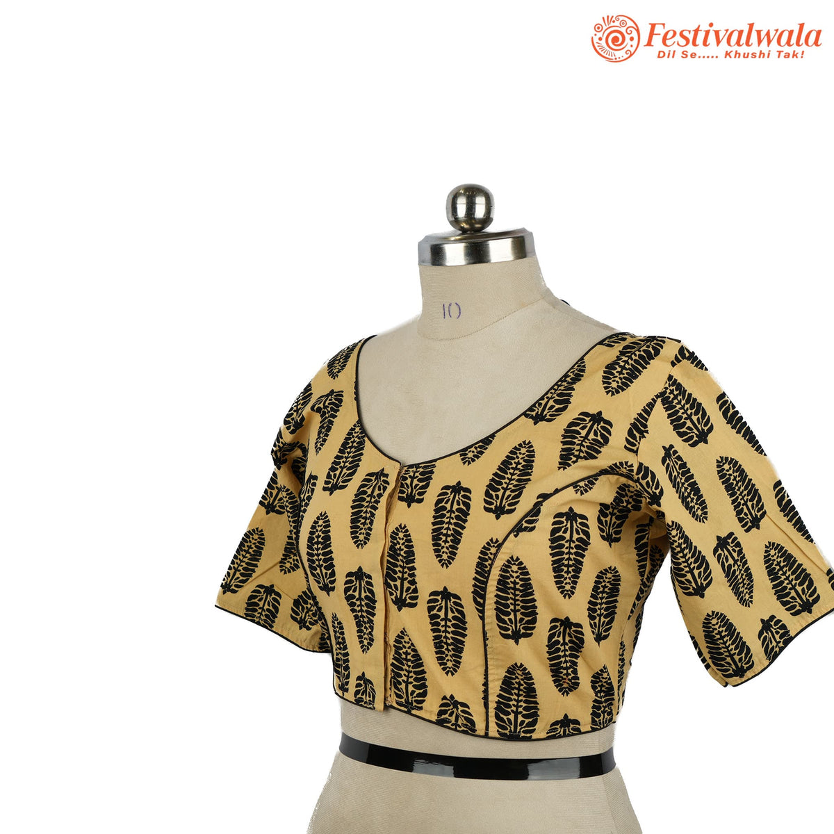 Handmade Ethnic Ajrakh Print Cream and Black Color Blouse Design For Sarees by Festivalwala