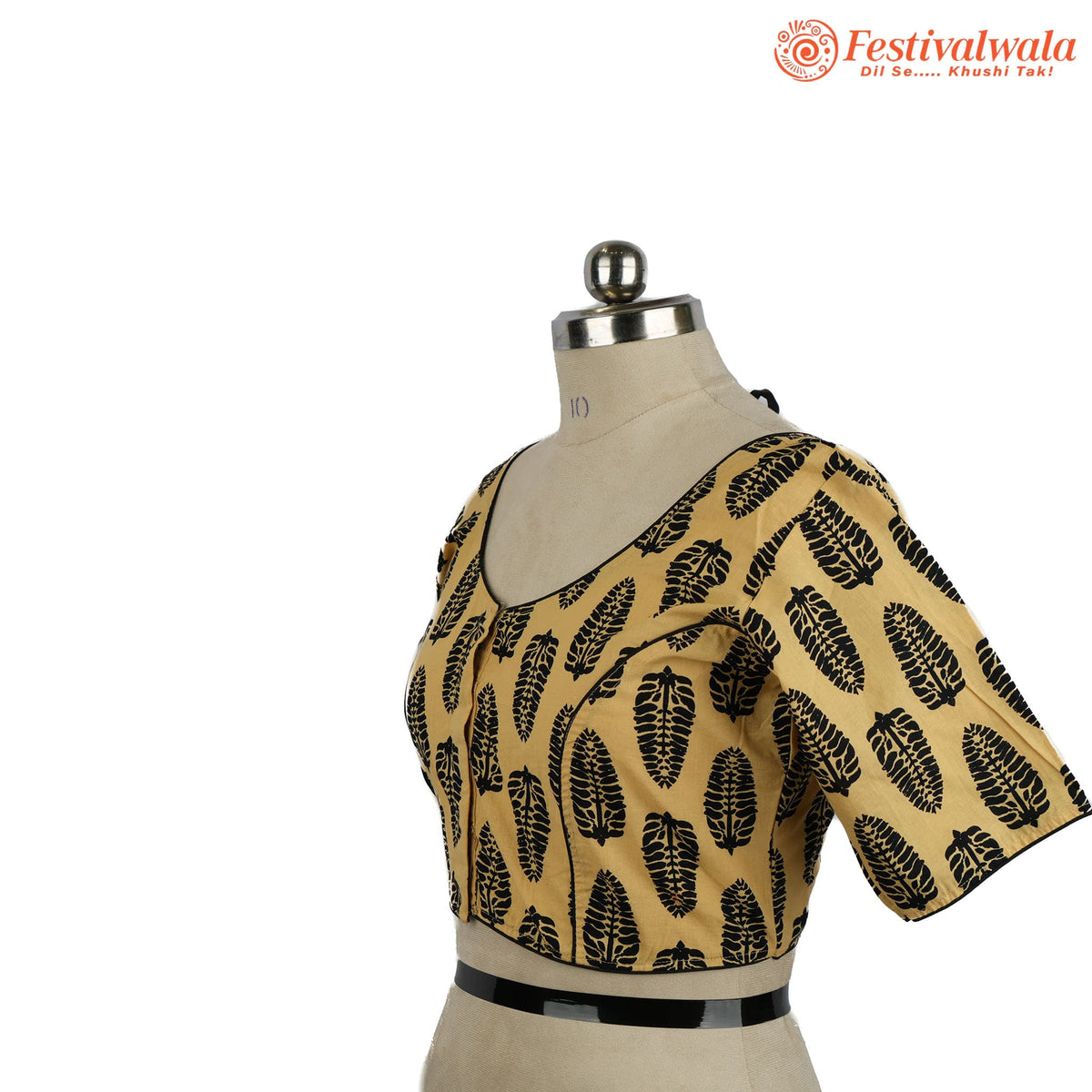 Handmade Ethnic Ajrakh Print Cream and Black Color Blouse Design For Sarees by Festivalwala